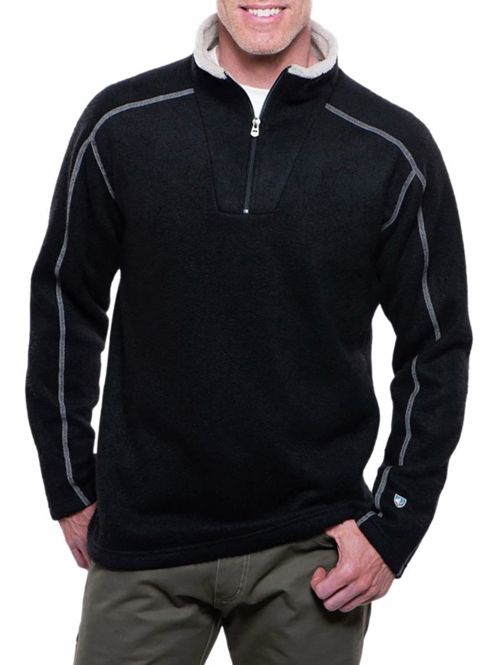 KUHL Alfpaca Black 1/4 Zip Fleece Pullover Sweater, Size Medium